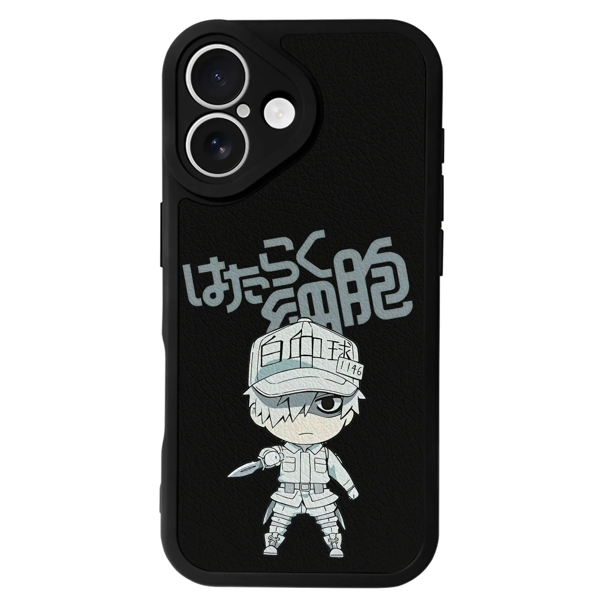 はたらく細胞 グッズ,白血球 - IPhone 16シリーズ対応 ・ シリコンスマホケース ・ レザー調 ・ 高精度フィット ・ 耐衝撃 ・ ワイヤレス充電対応 ・ 精密カット